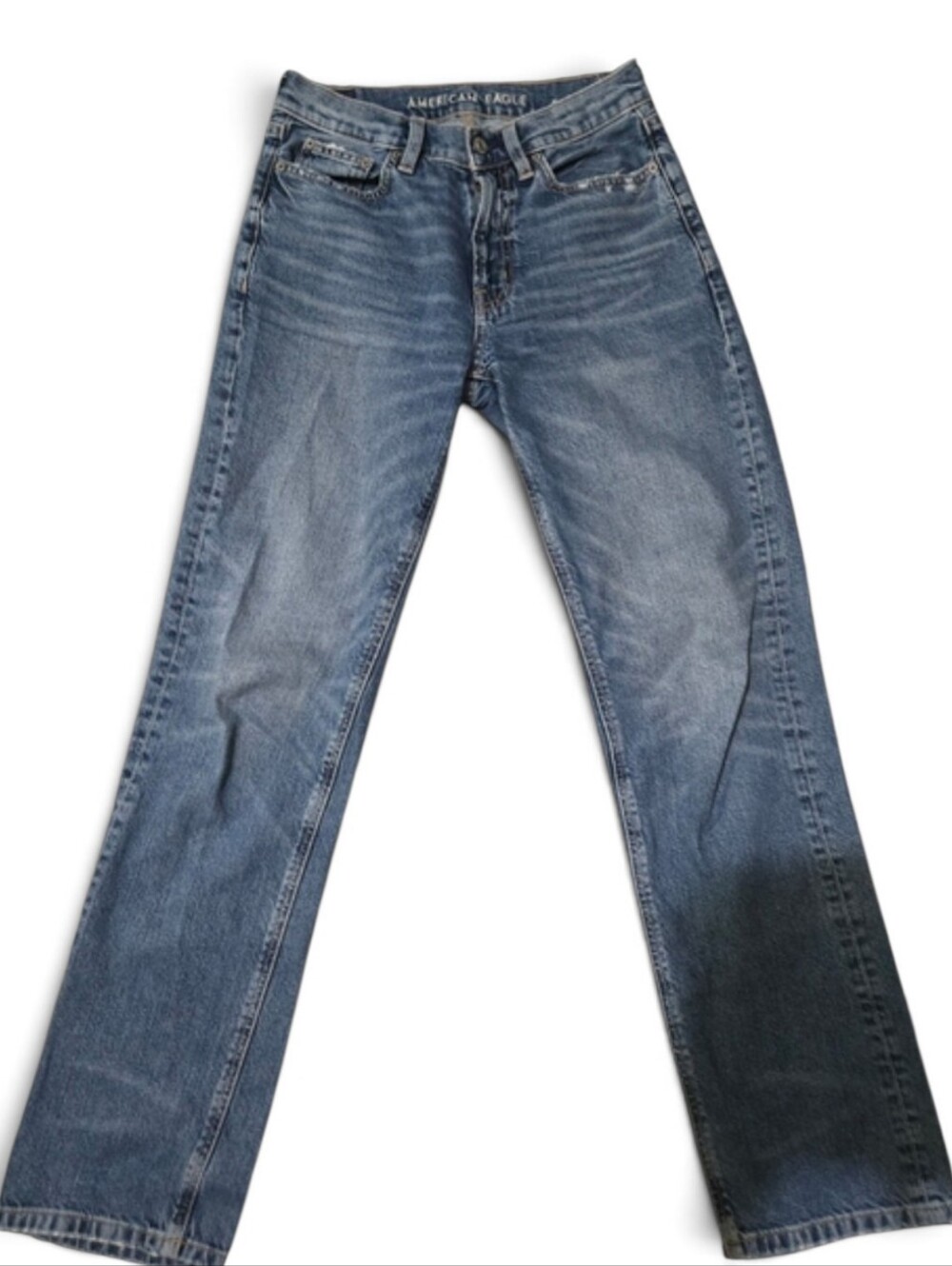American Eagle Low Rise Baggy Jeans Women's 00 Regular Medium Wash Wide Leg Y2K
